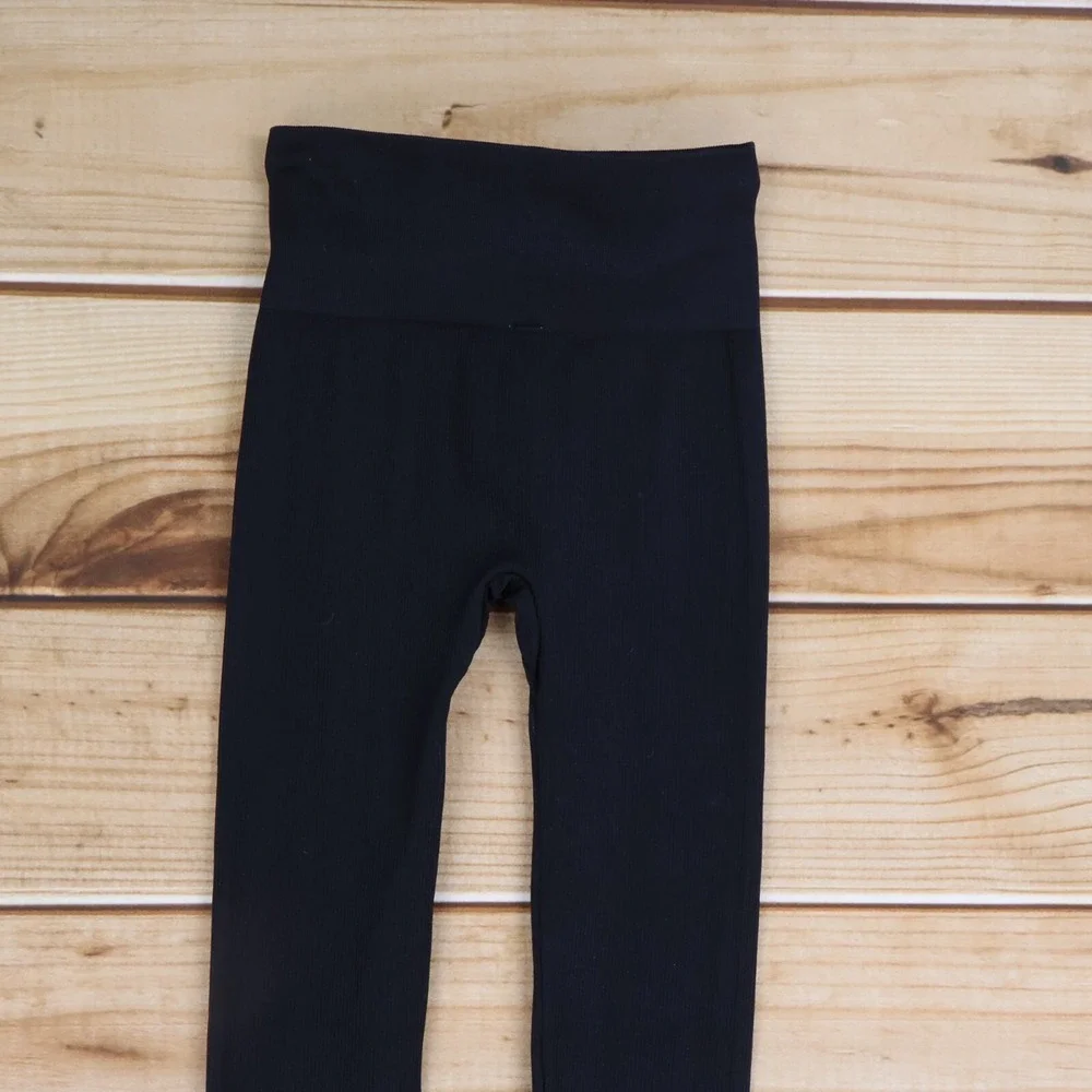 Pink Republic Ribbed Leggings‎ Womens Size XS Black Stretch Mid Rise Compression